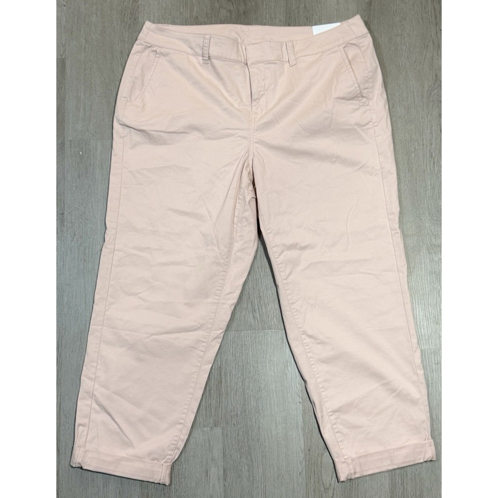 Lane Bryant Crop Pants Women's Size 14 Pink Cuffed Hem Casual Workwear NWT